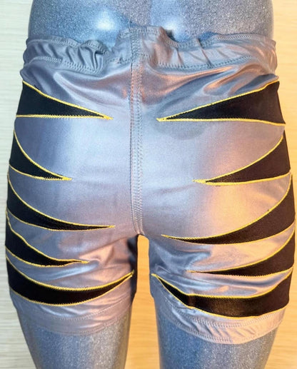 New grey with black professional wrestling biker short XL