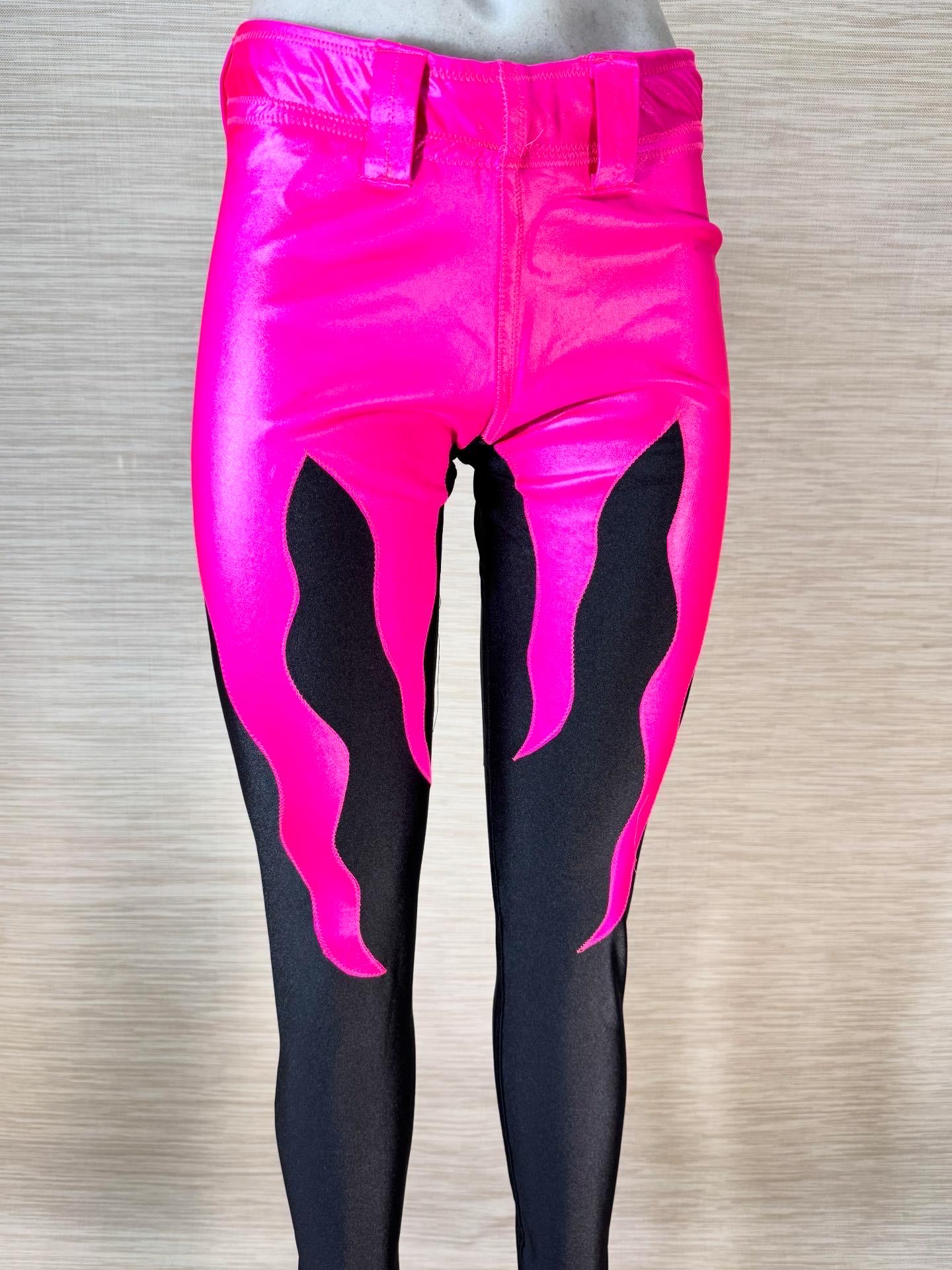 New pink with black professional wrestling tights Small