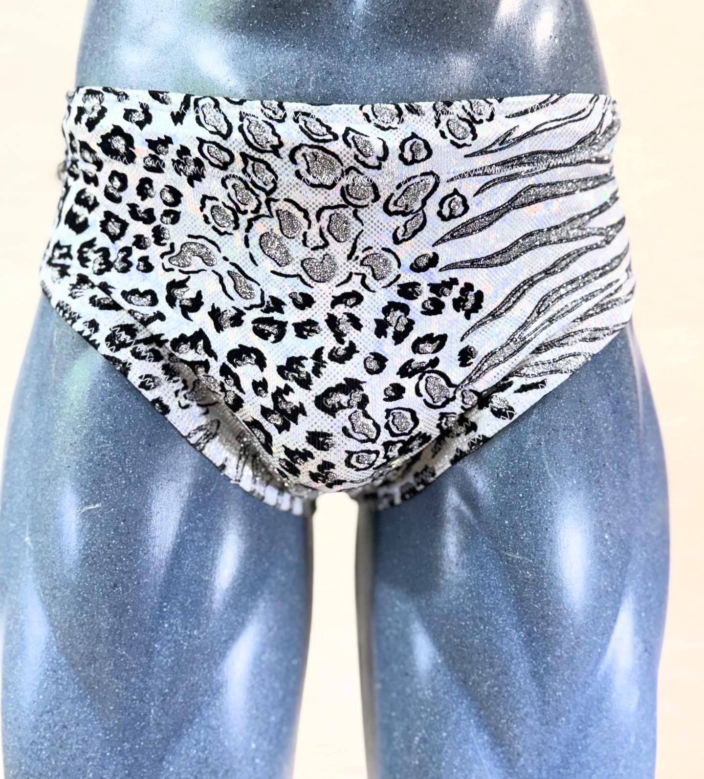 New snow leaopard glitter print spandex professional wrestling gear set L