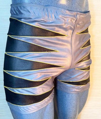 New grey with black professional wrestling biker short XL