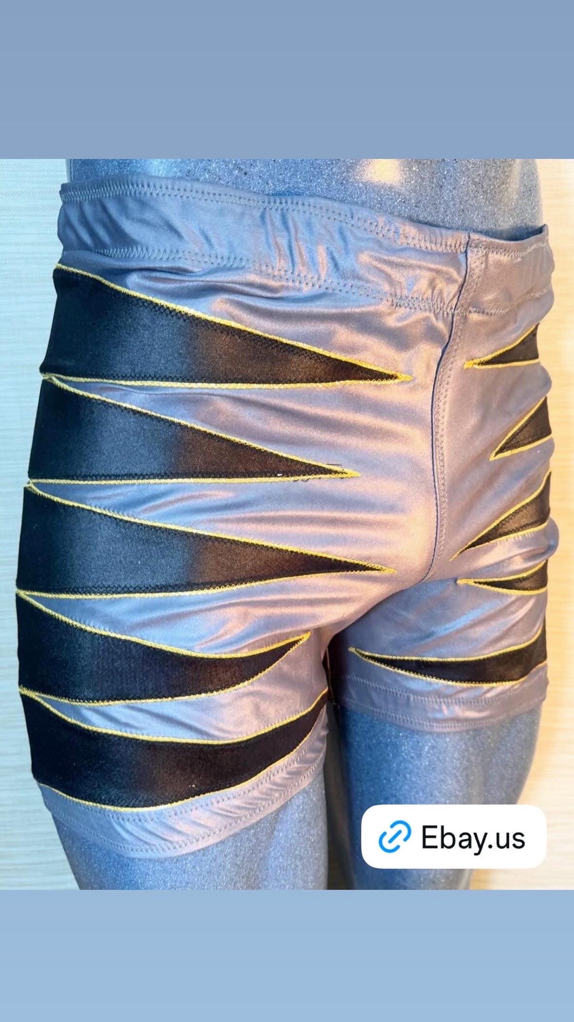 New grey with black professional wrestling biker short XL